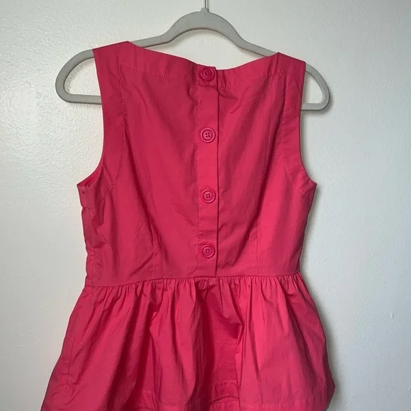 Womens Kate Spade Top Pink Peplum Button Back Sleeveless - Picture 2 of 6